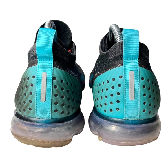 Men’s Nike Air VaporMax Flyknit 2 – Black Hot Punch & Teal, Size 11.5 - Picture 6 of 9